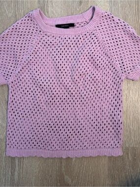 Forever 21 Light Lavender Open-Knit Short Sleeve Sweater